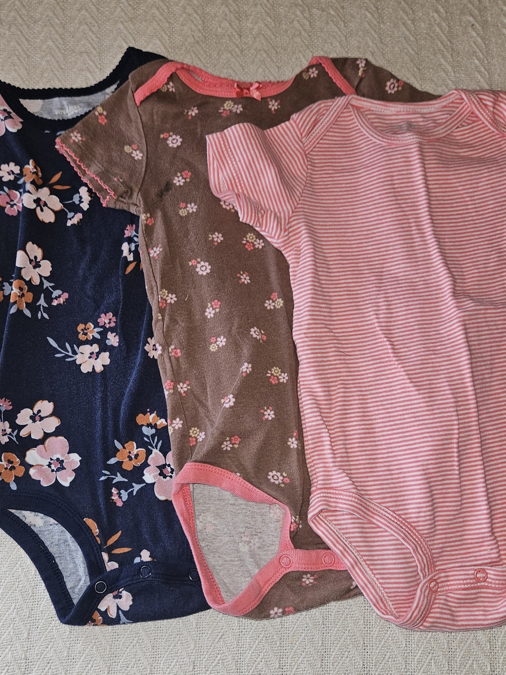 Carter's Girls 3-Pack Bodysuits - Navy, Brown & Pink